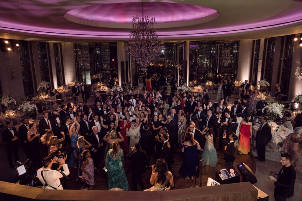 Wedding reception at The Rainbow Room in NYC at night