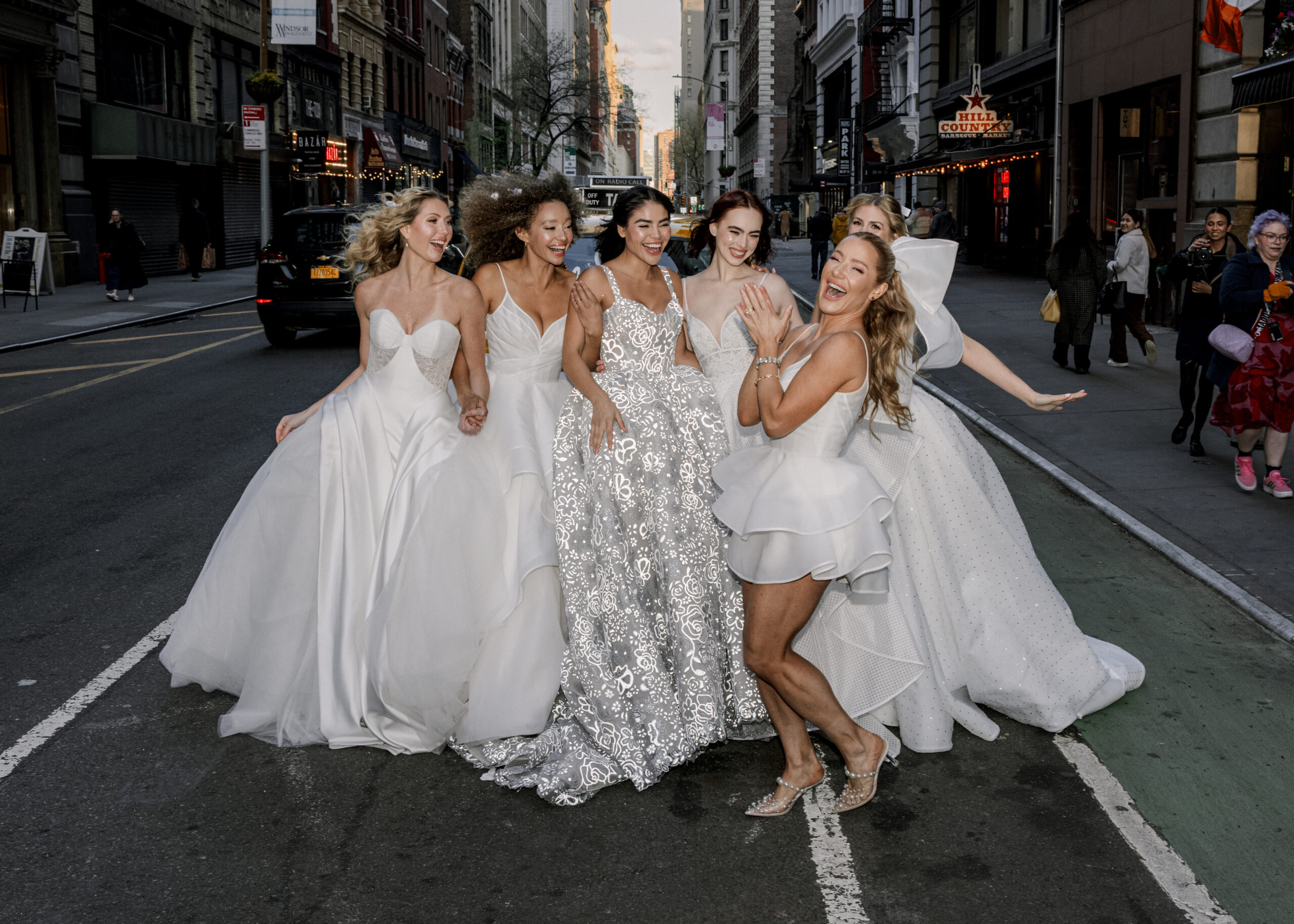 Hayley Paige celebrates in Chelsea Manhattan with five models wearing feminine, full-skirt wedding dresses from the spring 2026 Hayley Paige wedding dress collection.
2025 bridal fashion week
2025 new york fashion week
2026 bridal trends
2026 wedding dress designs
Connecticut wedding photographer
Feminine wedding dress
Destination wedding photographer
Hayley paige wedding dresses
Kleinfelds wedding dresses
Litchfield county wedding photographer
New york wedding photographer
Manhattan wedding photographer
Travel wedding photographer
Trending wedding dresses