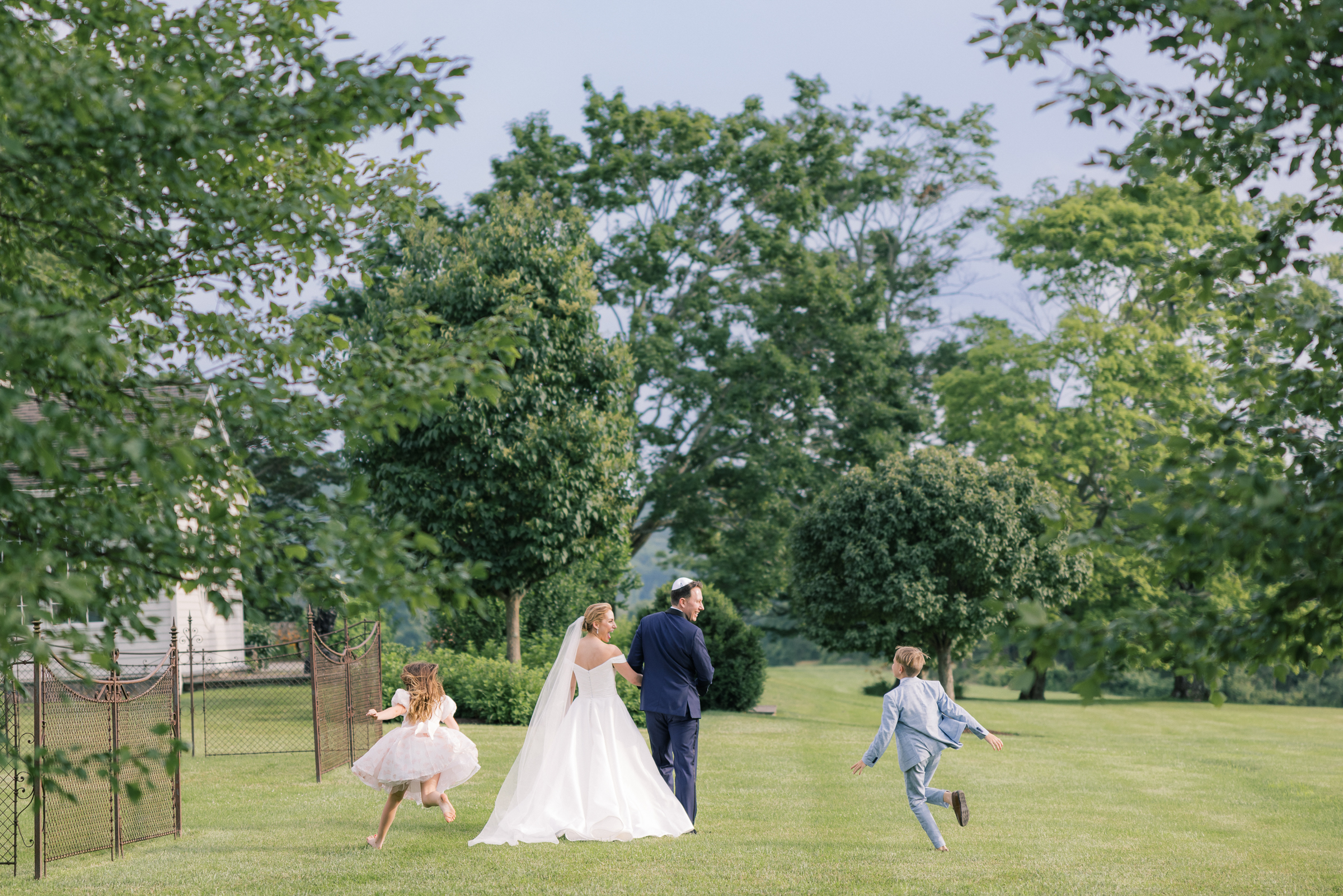 Wedding Photos on The Great Lawn at LionRock Farm, candid wedding