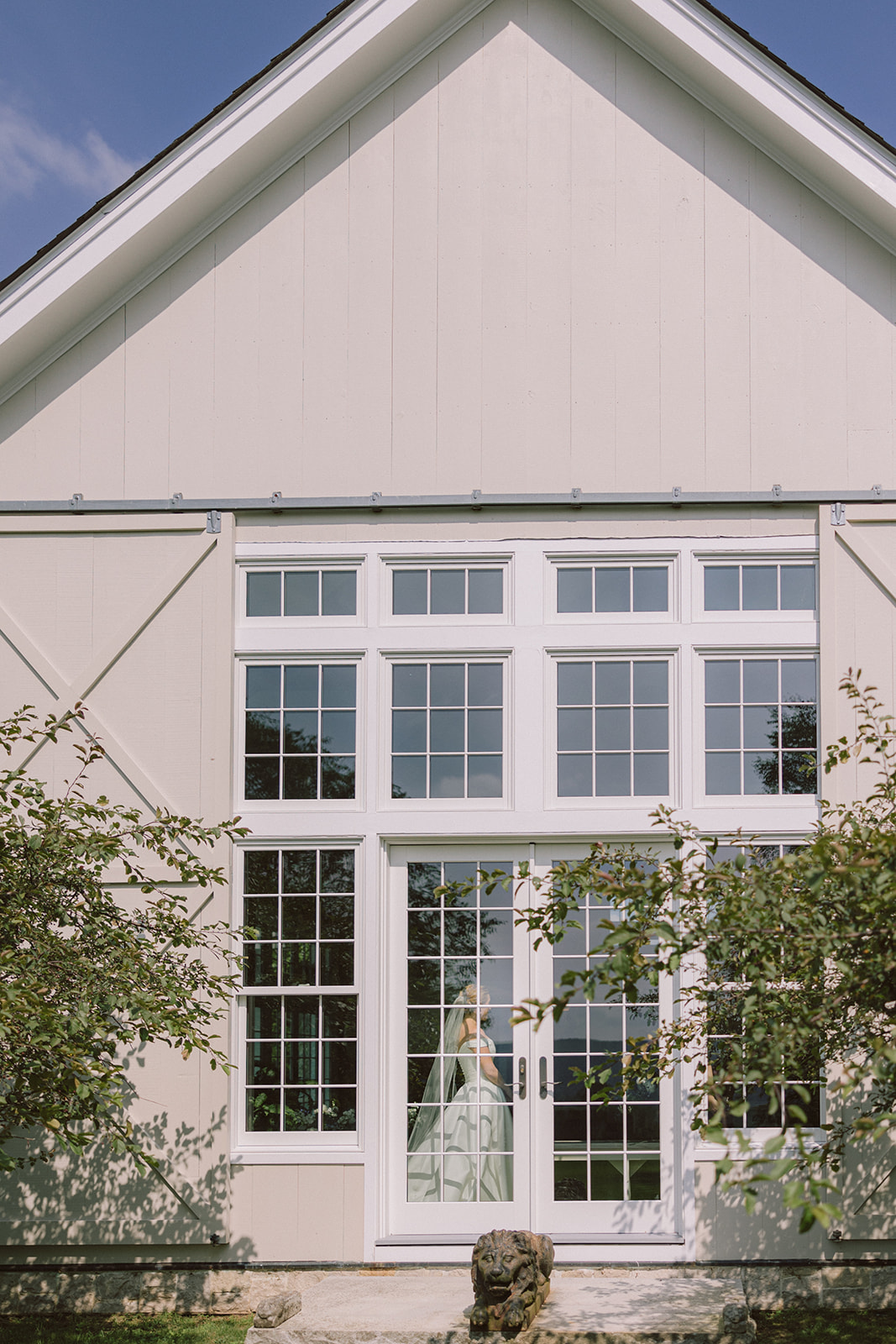 Bride inside Pool Barn at LionRock Farm Wedding