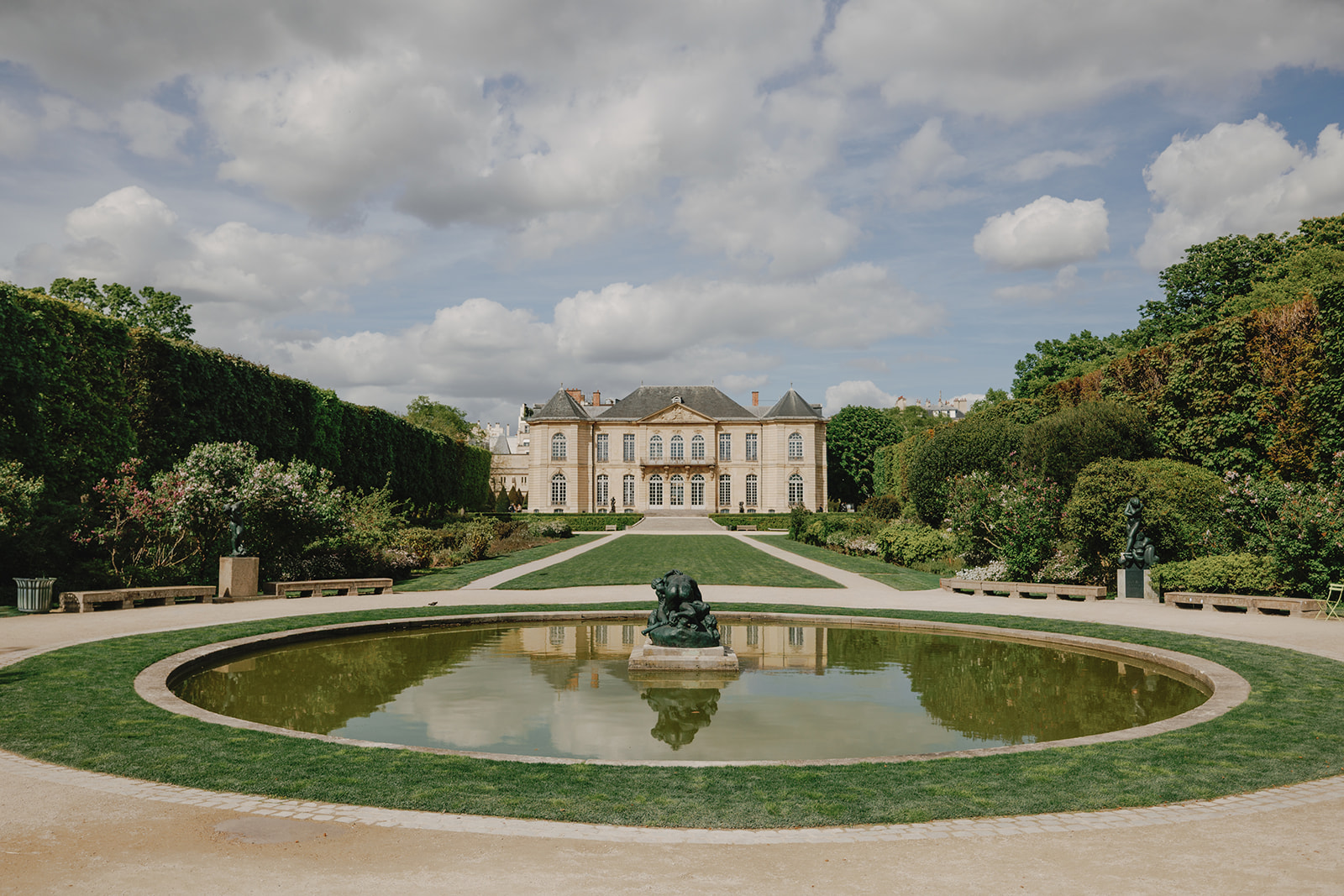 View of Hôtel Biron Reflecting Pool at Musée Rodin