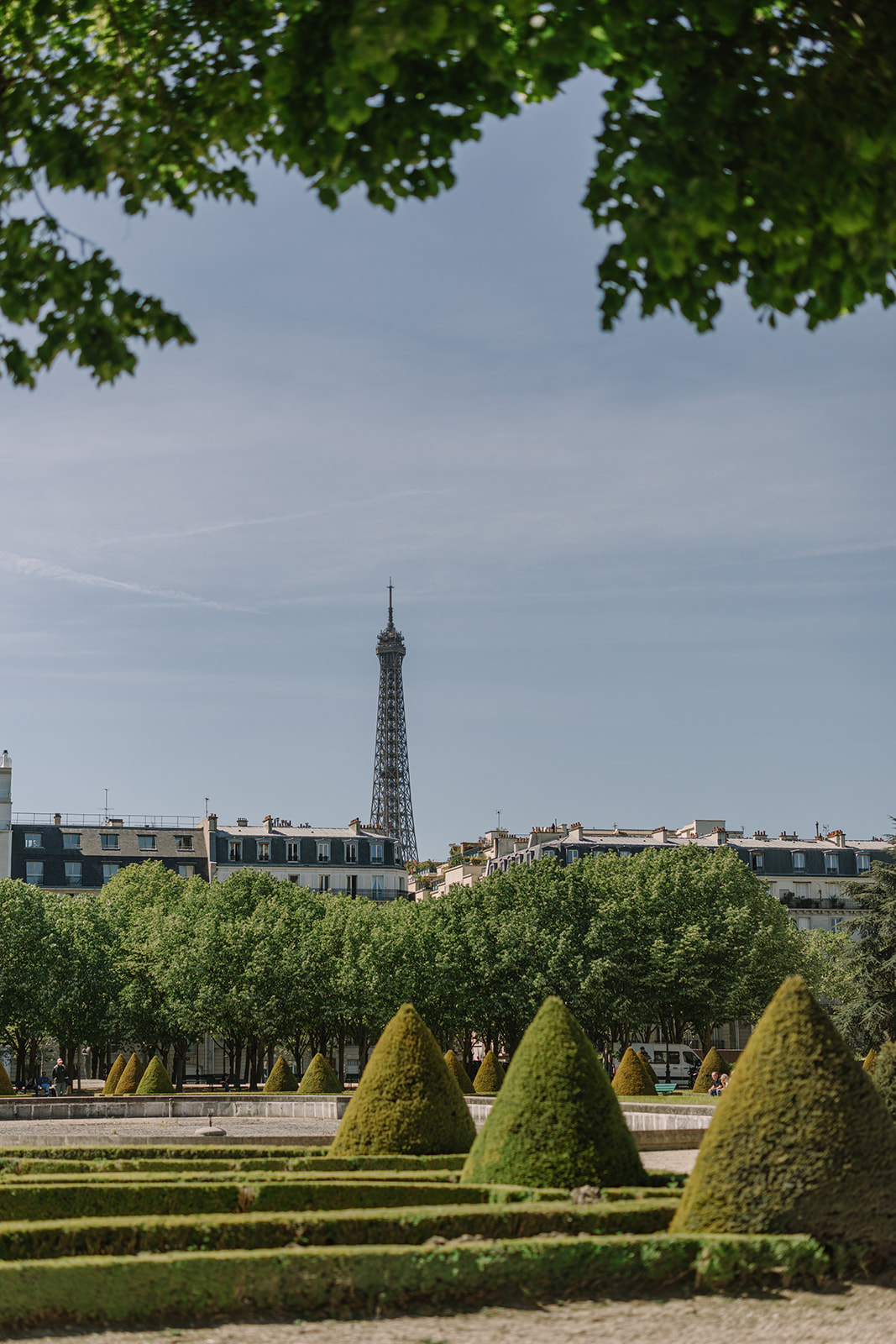eiffel tower view walking to the musee rodin in paris france