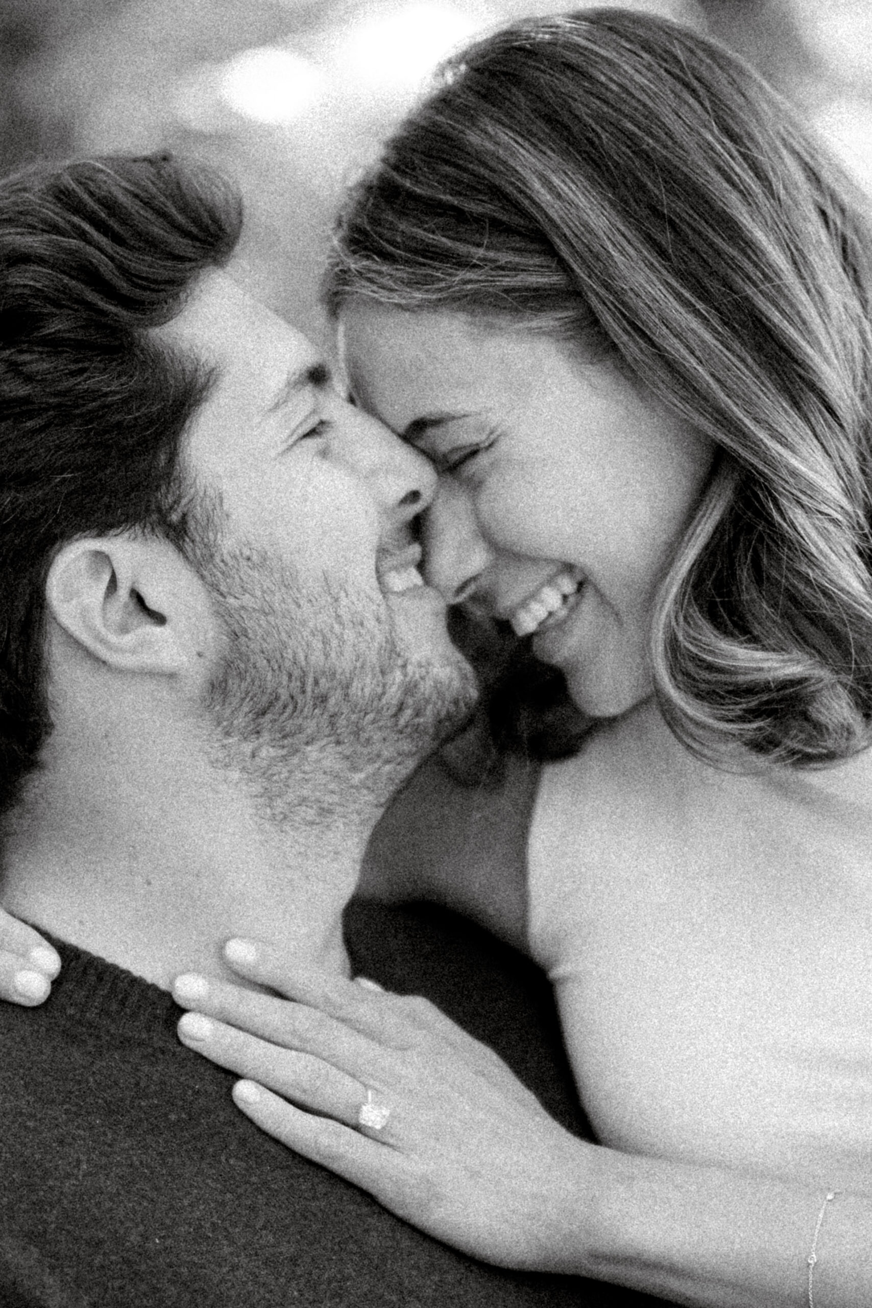 Newly Engaged Couple Laughing at Musée Rodin in Paris France