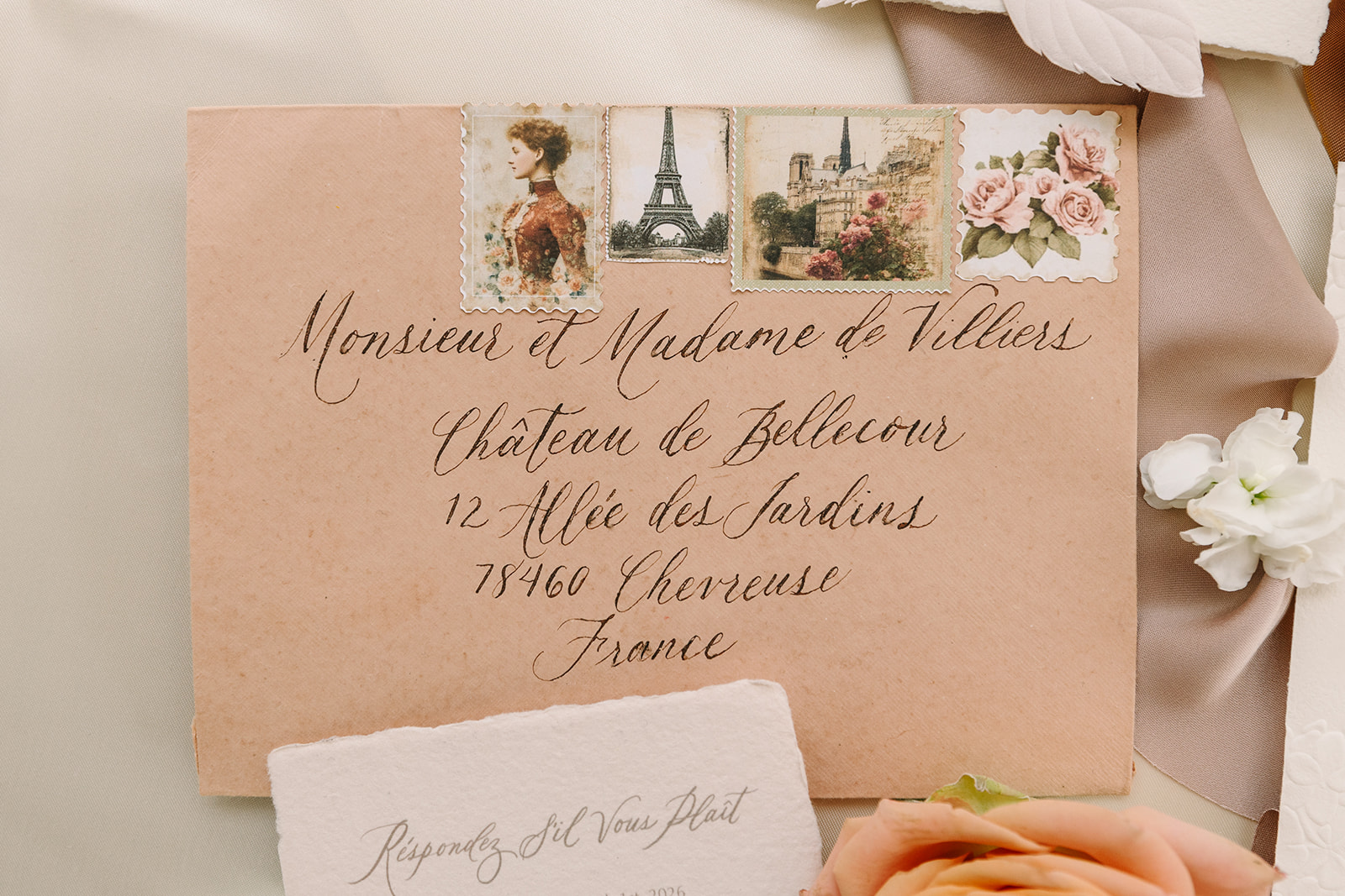 detailed stationery for wedding in the French countryside