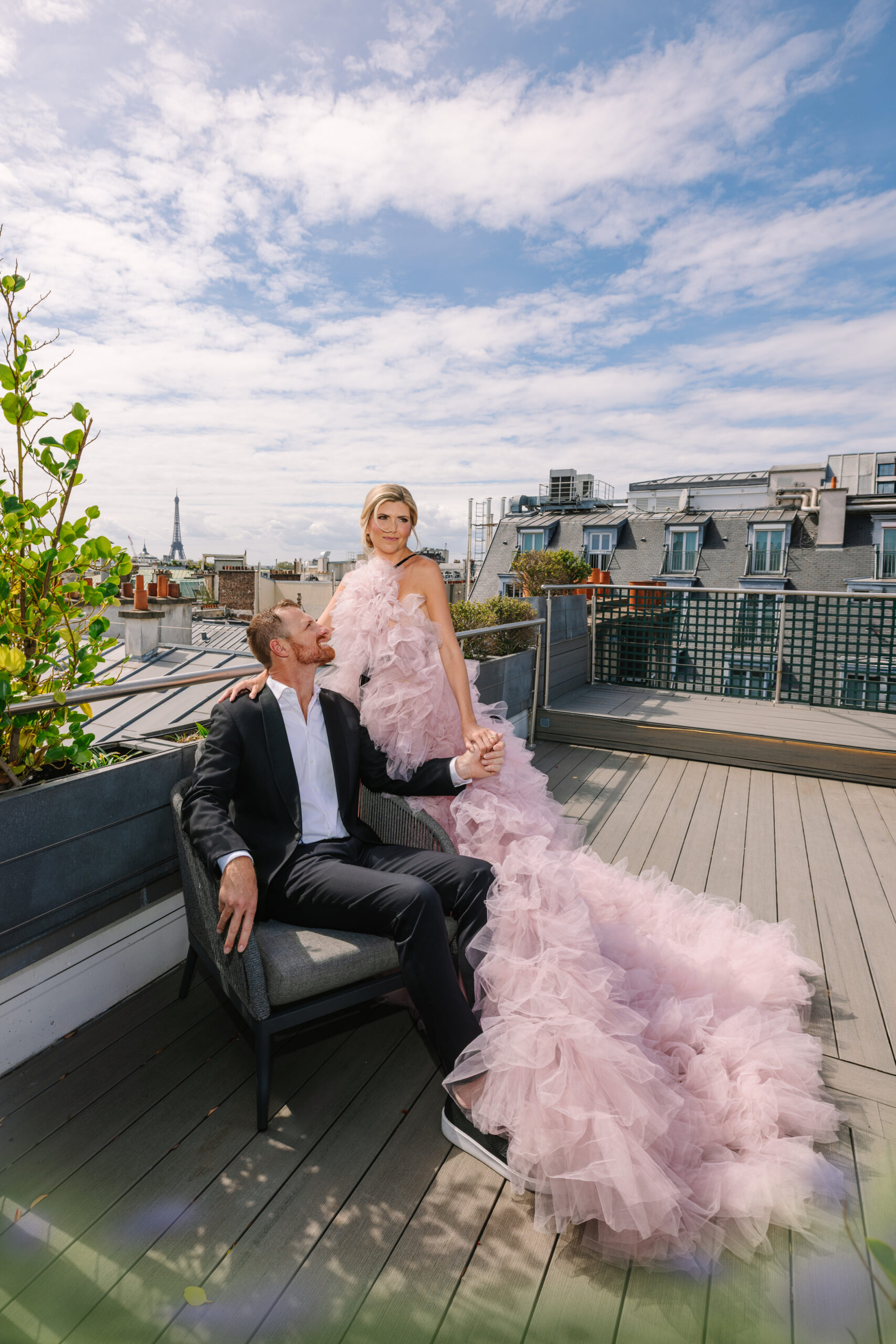 Rooftop Engagement Photos at Hôtel Alfred Sommier, Paris