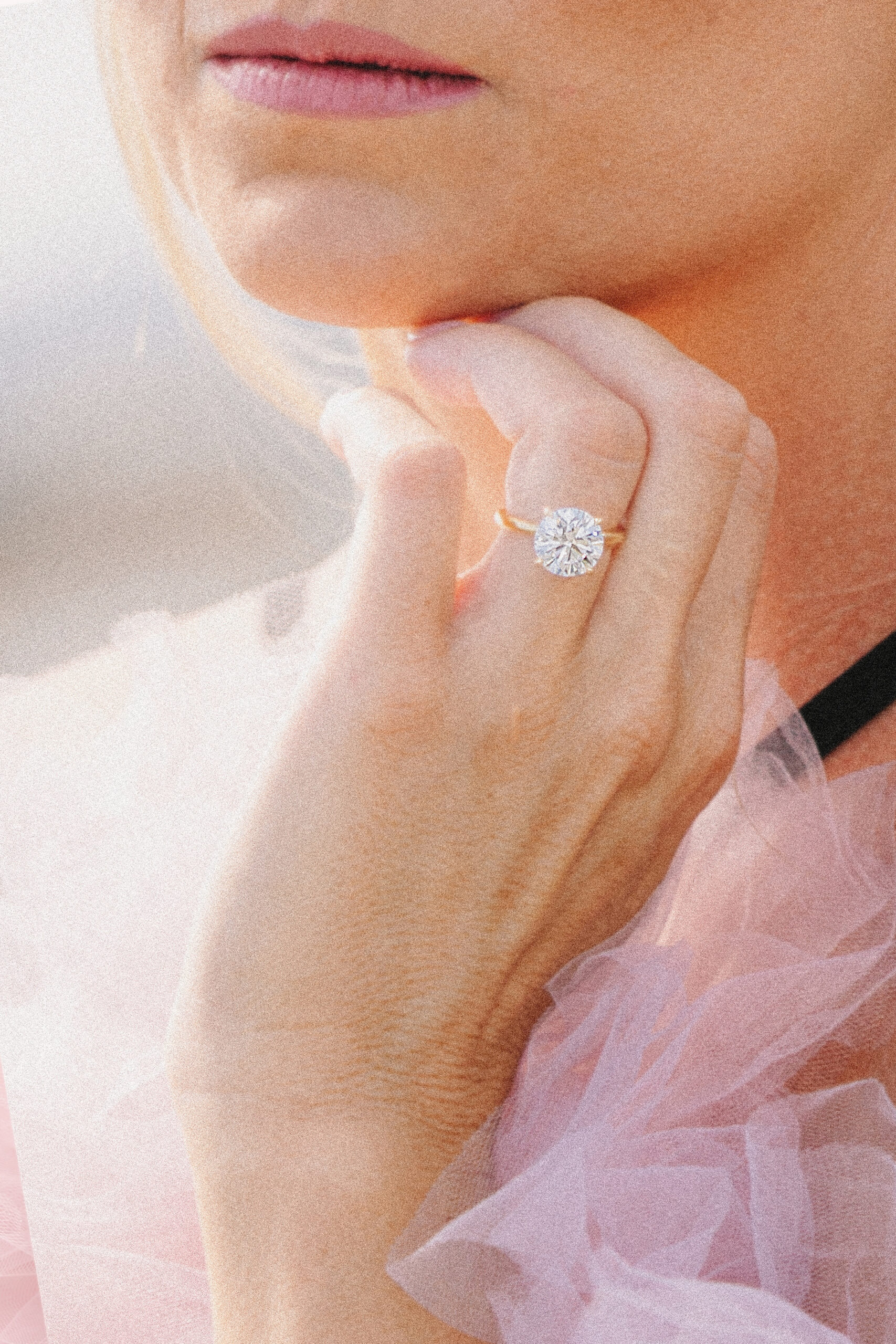 Upclose Photo of Sparking Round Cut Diamond Engagement Ring