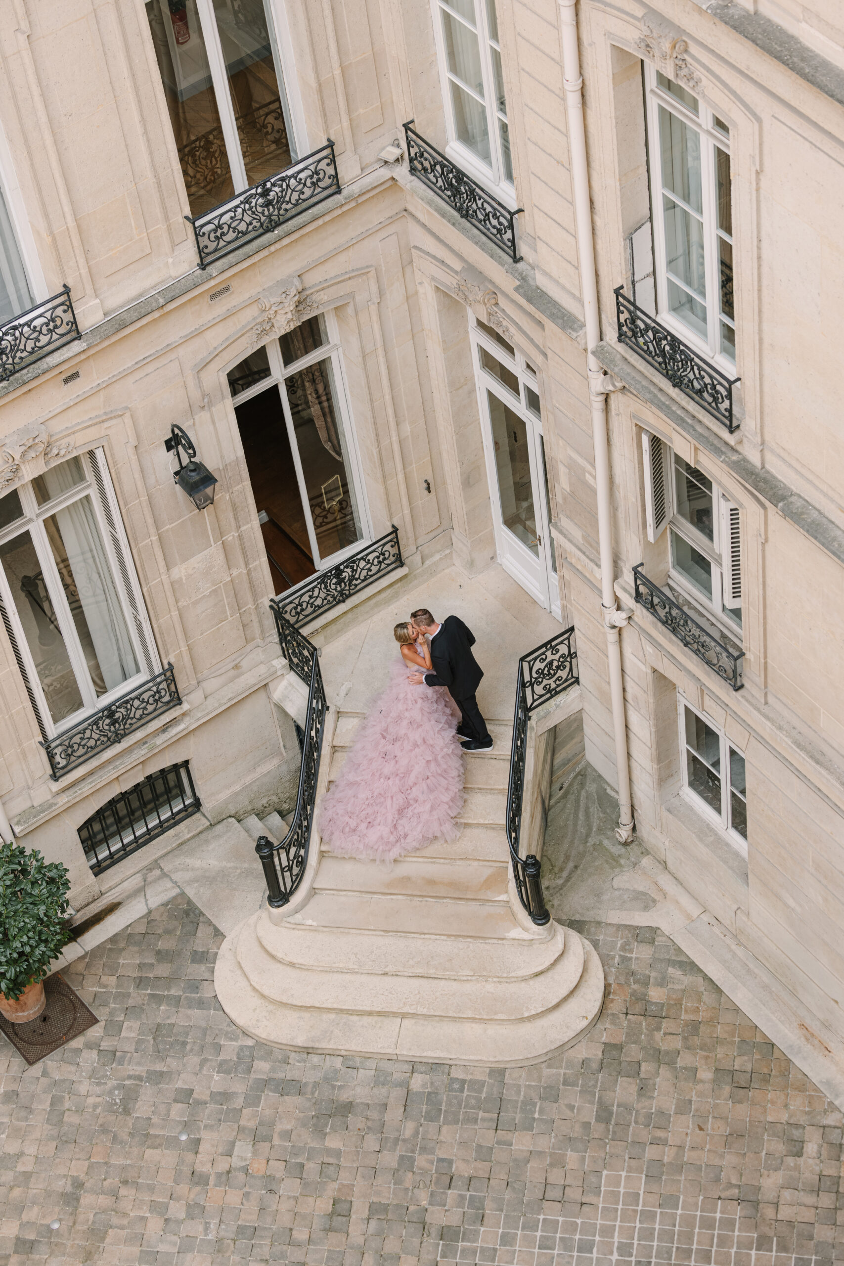 Drone Footage of Engagement Photoshoot Captured at Hôtel Alfred Sommier, Paris